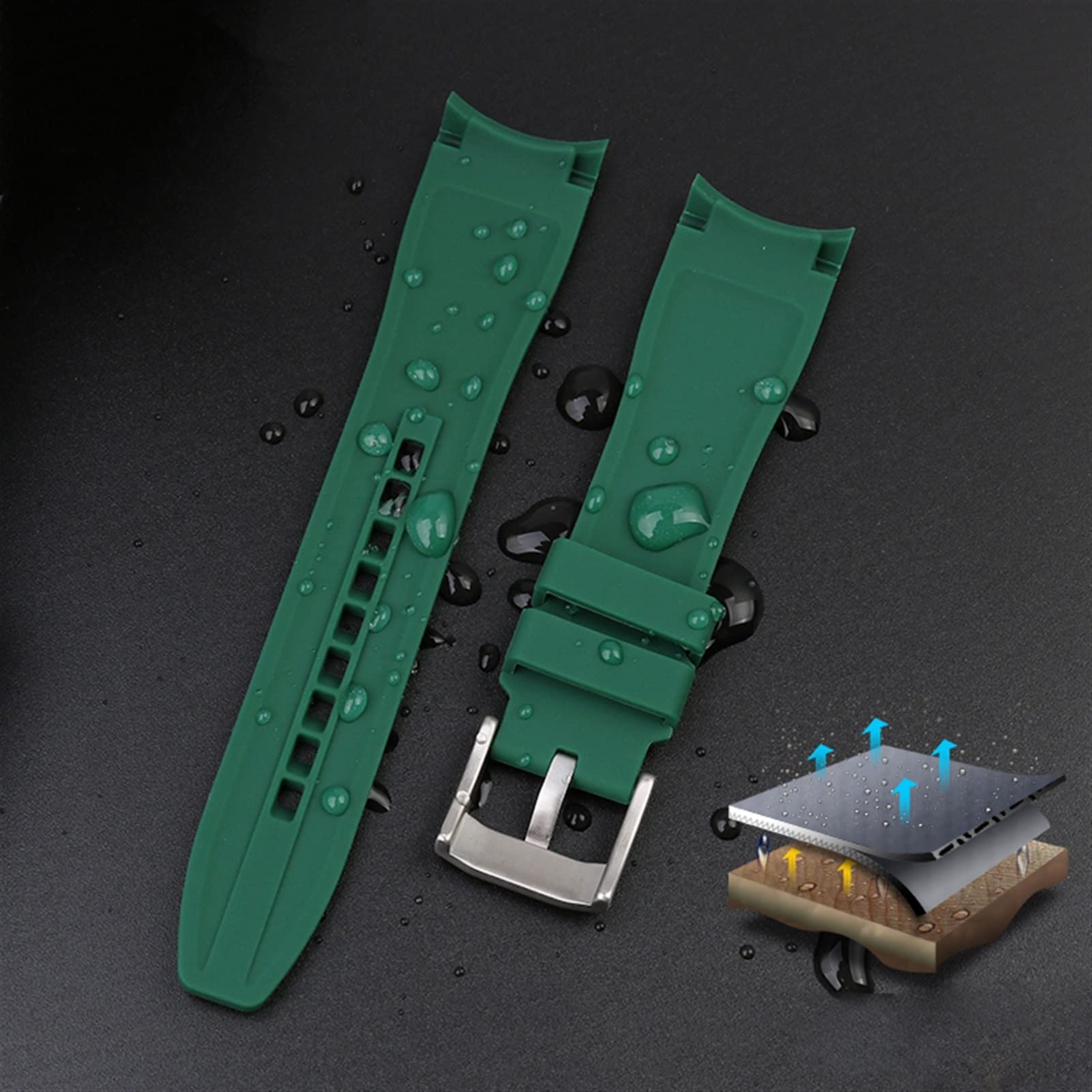 Pasek silikonowy do zegarka Rolex Longine Citizen BN0193 zakrzywiony pasek do zegarka 19 mm 20 mm 22 mm 21 męski miękki dodatek do bransoletki