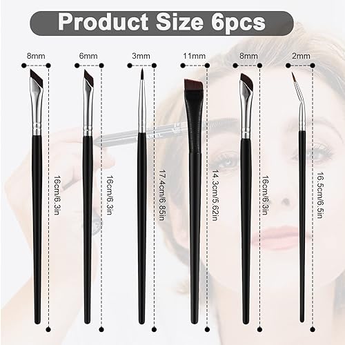 Miniatura 2 de Juego de 6 brochas para delineador de ojos en ángulo, delineador de ojos de precisión, sombras de ojos, juego de brochas de maquillaje en ángulo