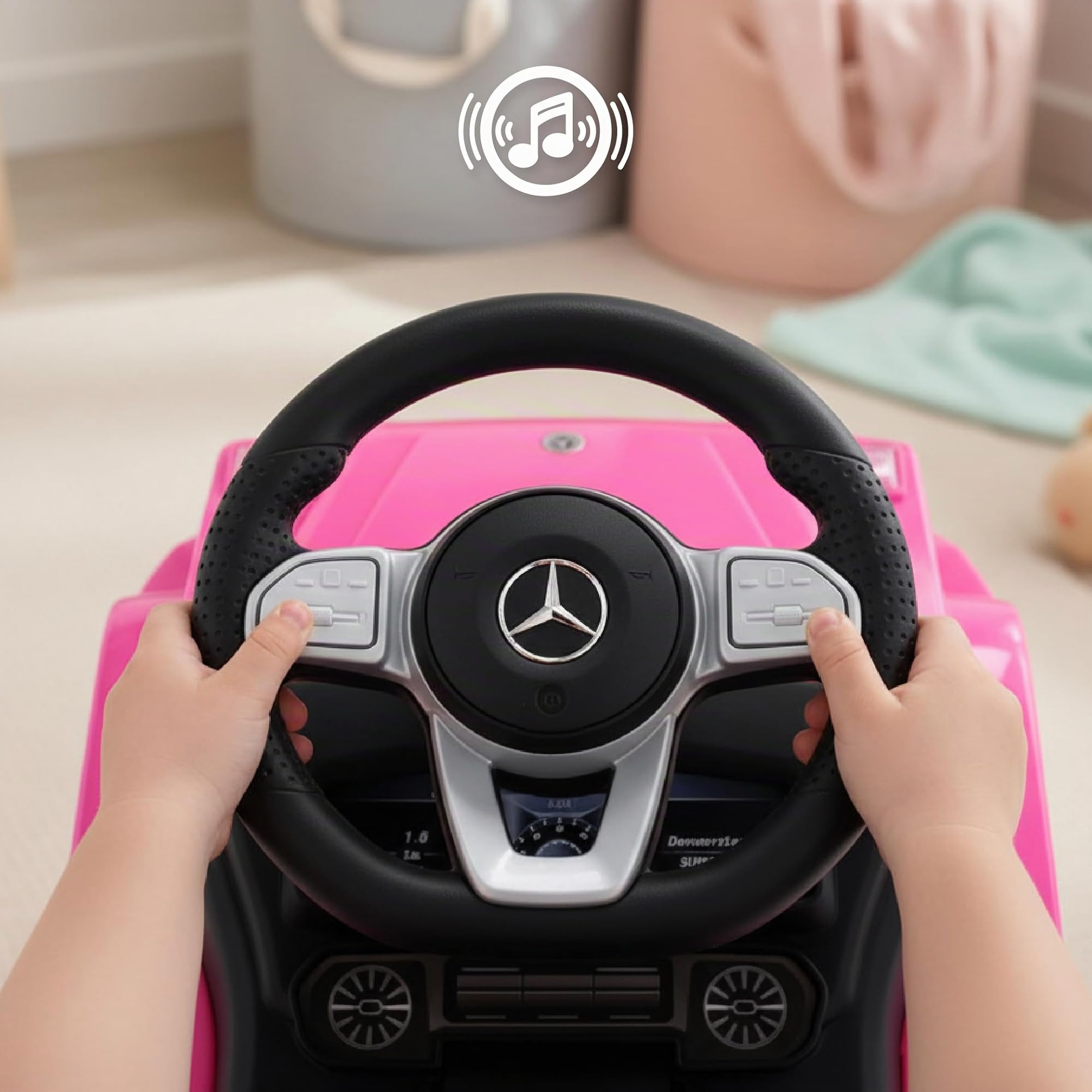 sun baby Coche de Empuje Mercedes Benz G, Coche para Niños a Partir de 1 año, Volante con Sonido, guantera, Rueda de Repuesto Falsa (Rosa)