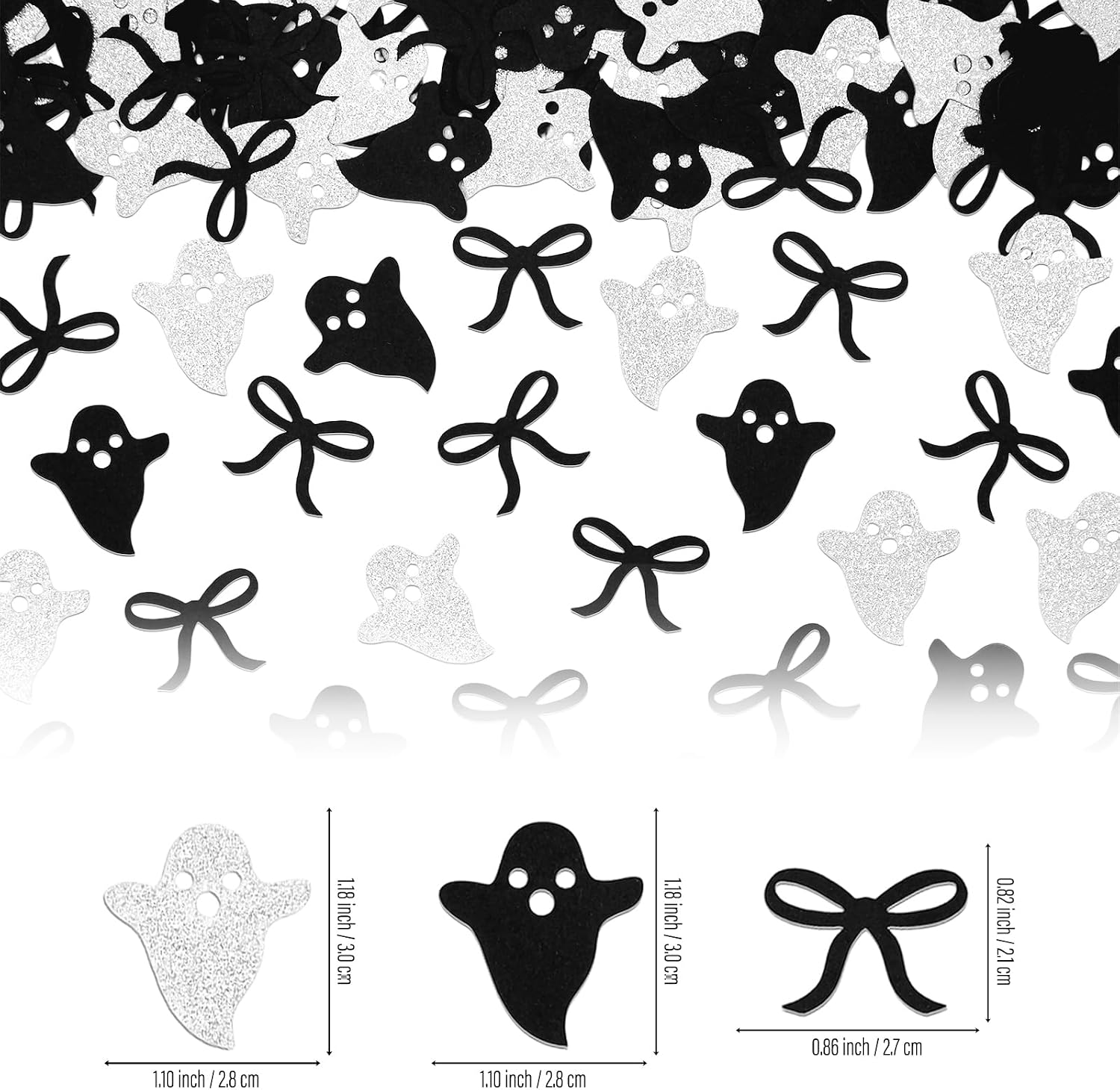 200pcs Black Halloween Confetti, Ghost Bow Table Scatter for Halloween Theme Birthday/Baby Shower Party Decorations.
