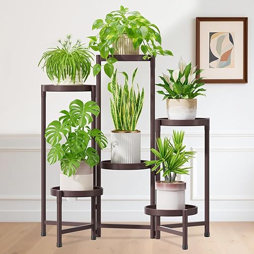 Miniatura 34 de iDavosic.ly Soporte para plantas de 10 niveles para interiores y exteriores de fácil armado, estantería plegable alta de metal para exhibición de 5