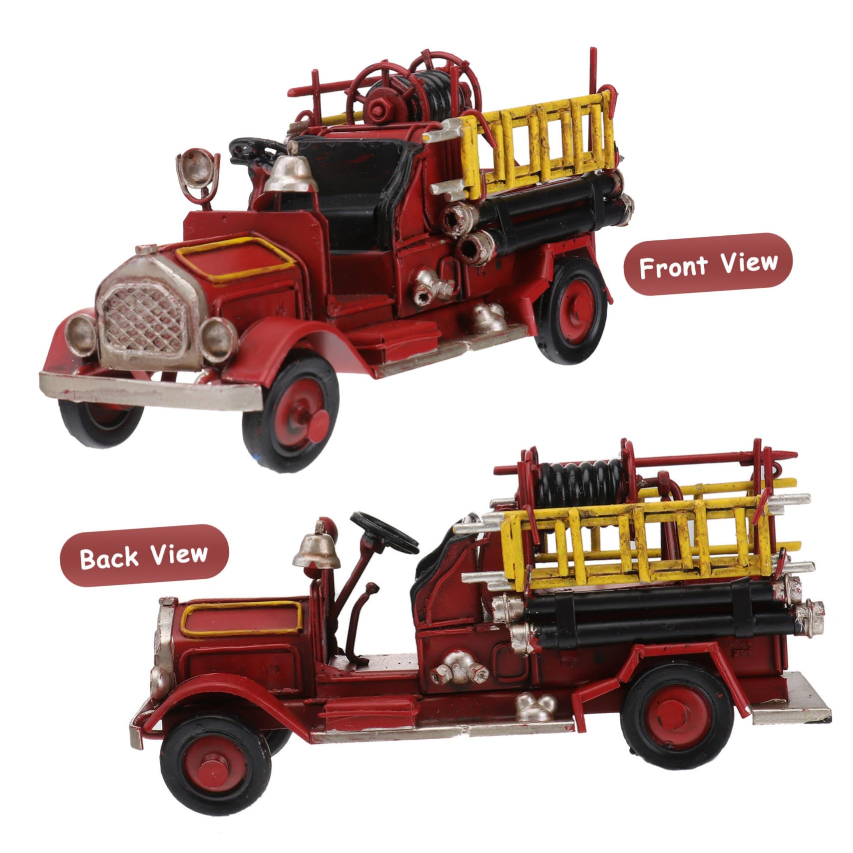 Europäisches Vintage Feuerwehrauto Modell aus Schmiedeeisen Kreative Rote Tischdekoration Rustikale Metallkunst für Zuhause und Büro Geschenk für Feuerwehrmann und Sammler