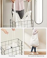 Vista 71 de SONGMICS 29 Gal. (110L) Laundry Basket, Laundry Hamper, Collapsible Clothes Hamper, Removable and Washable Liner, Metal Wire Frame, for Bedroom