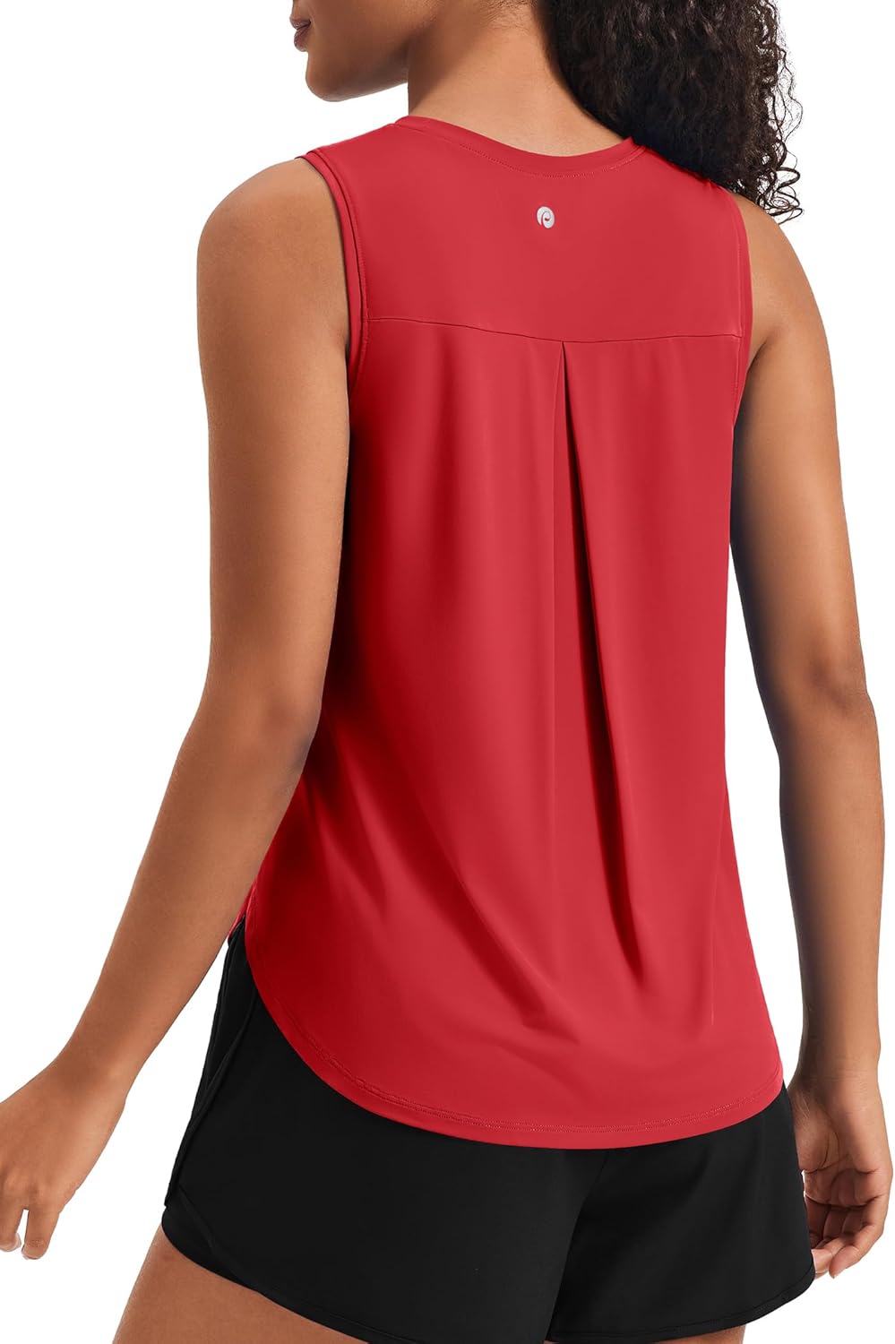 PINSPARK Women's Workout Tank Tops Back Pleat Loose Fit Sleeveless Yoga Athletic Shirts Soft UPF 50+ Cooling Running Gym Tops
