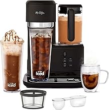 Mr. Coffee 3-in-1 Single-Serve Iced and Hot Coffee/Tea Maker with Blender with Reusable Filter, Scoop, Recipe Book, 2 Tumblers, Lids and Straws, Black