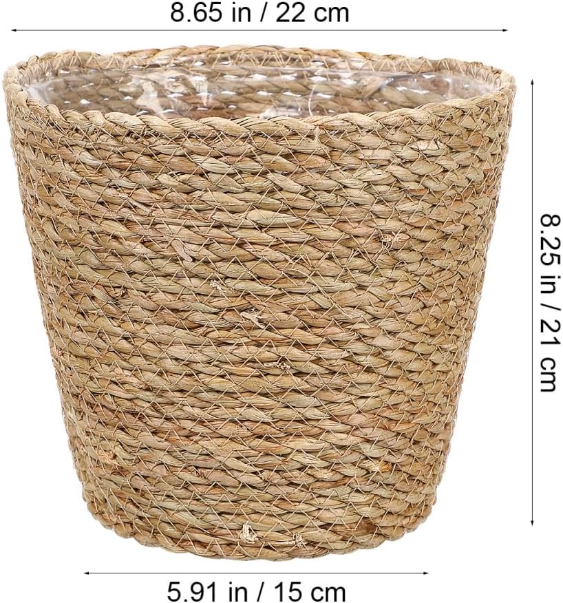 Hemoton Rattan Planter Basket Wicker Plant Flower Pot 8.7 Inch Seagrass Woven Indoor Planter for Home Decor and Succulent Plants
