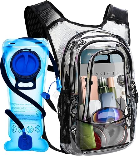 Mochila de hidratación rave, paquete de hidratación para festivales con vejiga de agua de 2 L, mochila de agua ligera, bolsa de hidratación