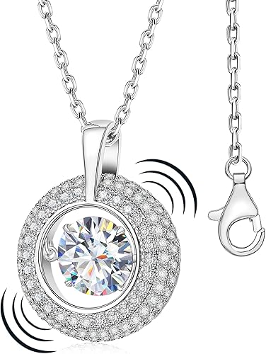 Collar de corazón de diamante bailarín para mujer, collar con dije de moissanita flotante, collar de plata de ley 925, regalo de joyería para el día