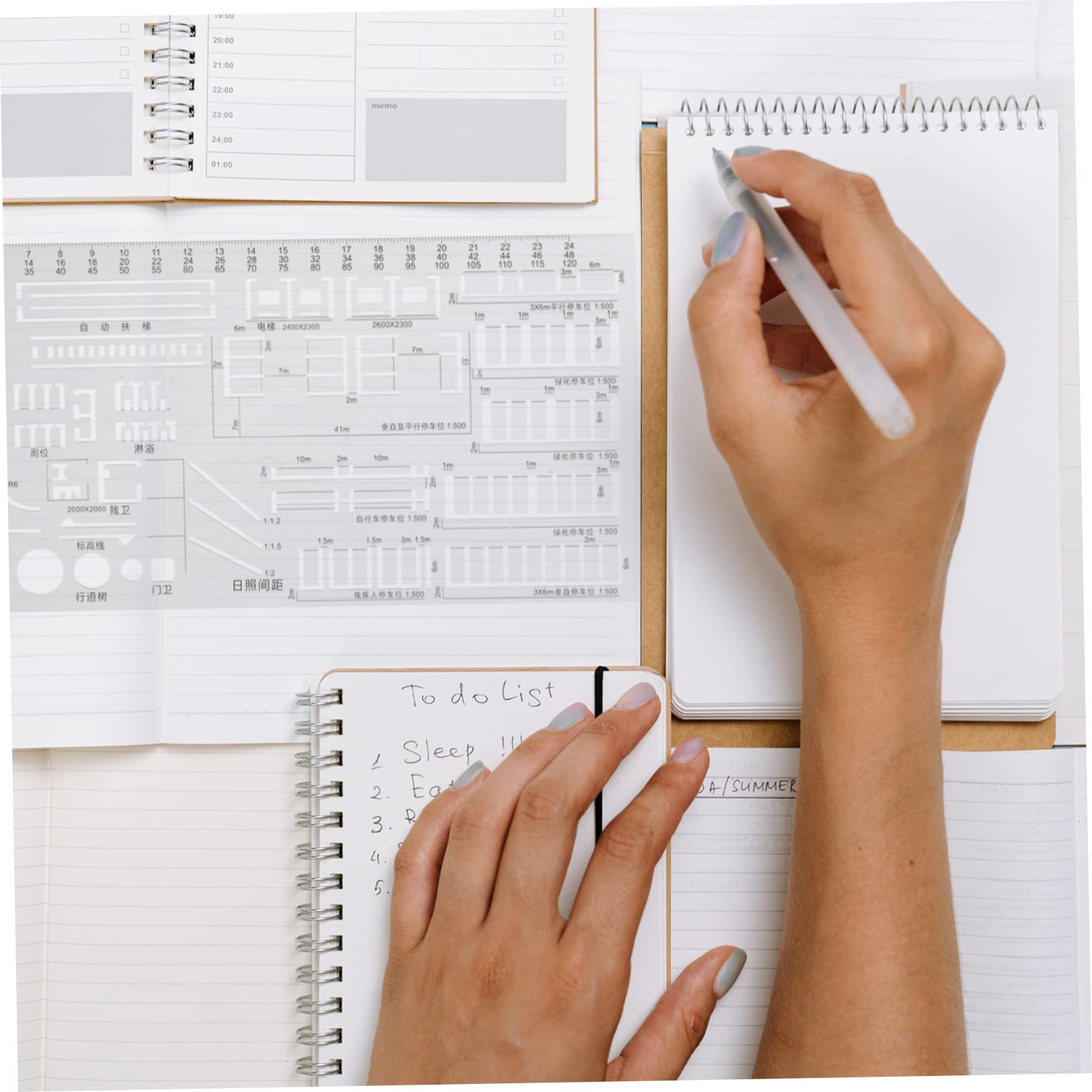 LALAFINA 5piezas Regla Geométrica Multifuncional De Plástico Transparente Plantilla De Dibujo Para Arquitectura y Diseño Para Mediciones y Creación De Patrones