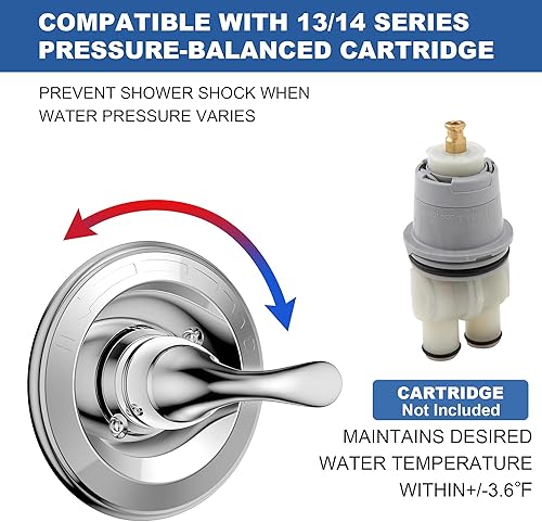 Vista 17 de Kit de moldura de válvula de ducha de una sola función, mango de ducha, kit de moldura de ducha de níquel cepillado T13020-SS