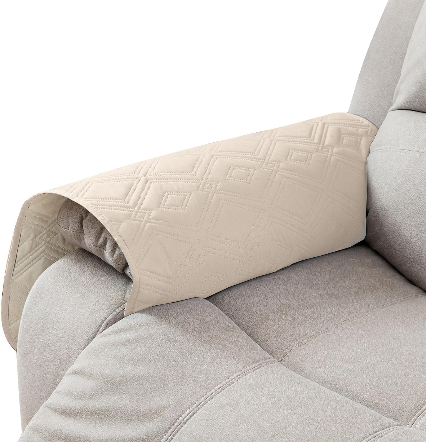 FASCINATDECO Waterproof Armchair Covers for Arms Sofa Arm Protector Covers Armrest Slipcover for Recliner Chair Anti-Slip Armrest Cover for Living Room Sofa Arm Covers, 1 Piece (Beige)