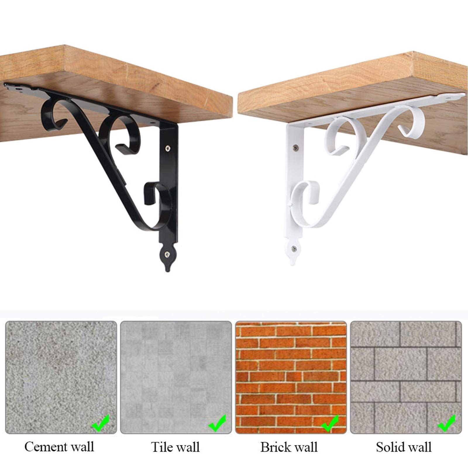 Yanty Staffe per Mensole,Supporti Flottante,Appesa Muro Staffe,Staffe Decorative,Staffa Cestello Appeso Addensato,Accessori Completi,2 Pezzi,Bianca,400x255mm