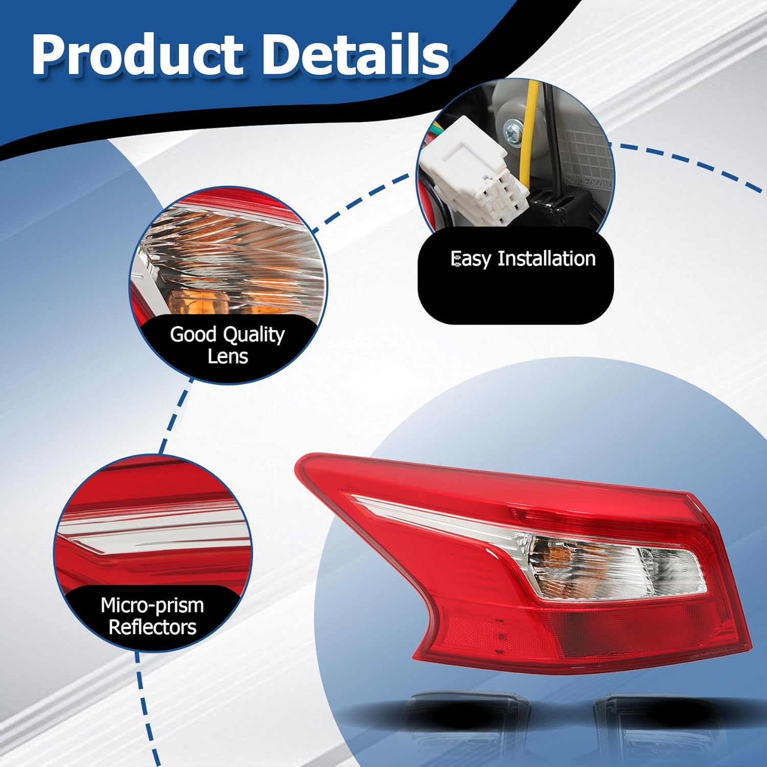 WFLNHB Left Side Tail Light Replacement for Nissan Sentra 2016 2017 2018 Rear Tail Light Brake Lamp Assembly NI2804108 265553YU0A Driver Side