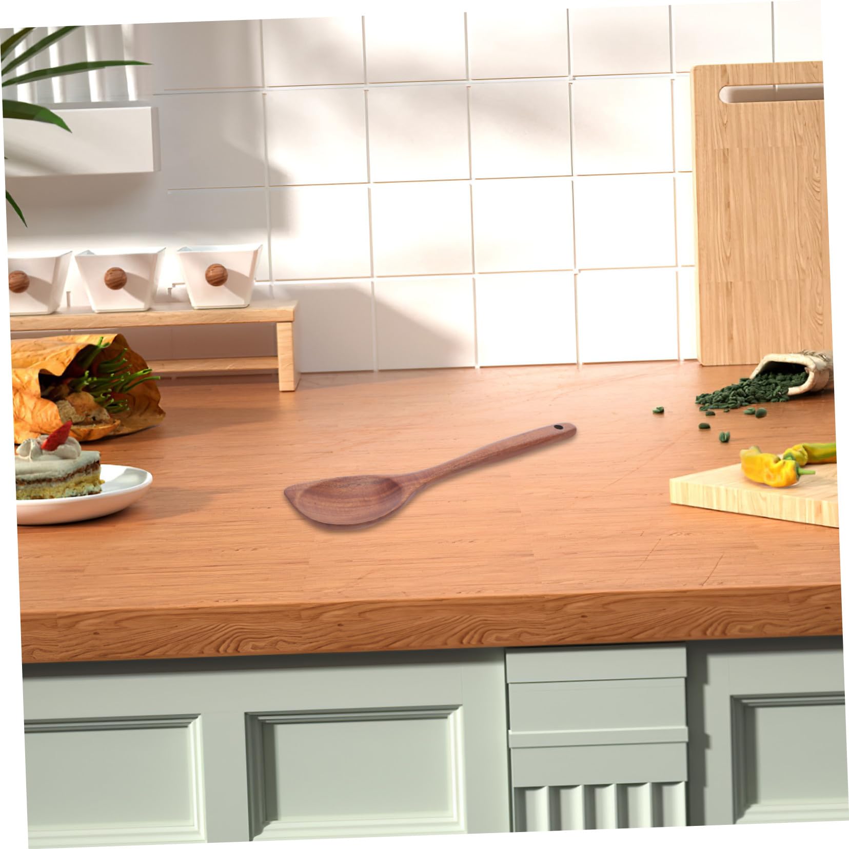 ABOOFAN 4 Piezas Cuchara de bocina de teca japonesa cuchara de madera antiadherente cucharones de madera para cocinar cucharón de sopa Marrón