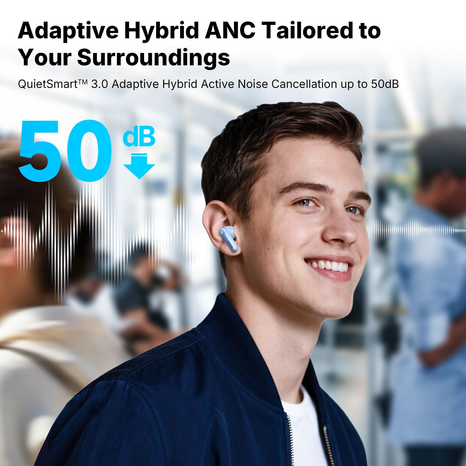 EarFun Air Pro 4+ słuchawki Bluetooth z redukcją szumów, hybrydowy system sterowników, Hi-Res Audio, aptX Lossless, LDAC, 6 Mik. AI połączeń, akumulator 54 godziny, multipoint, rozpoznawanie noszenia