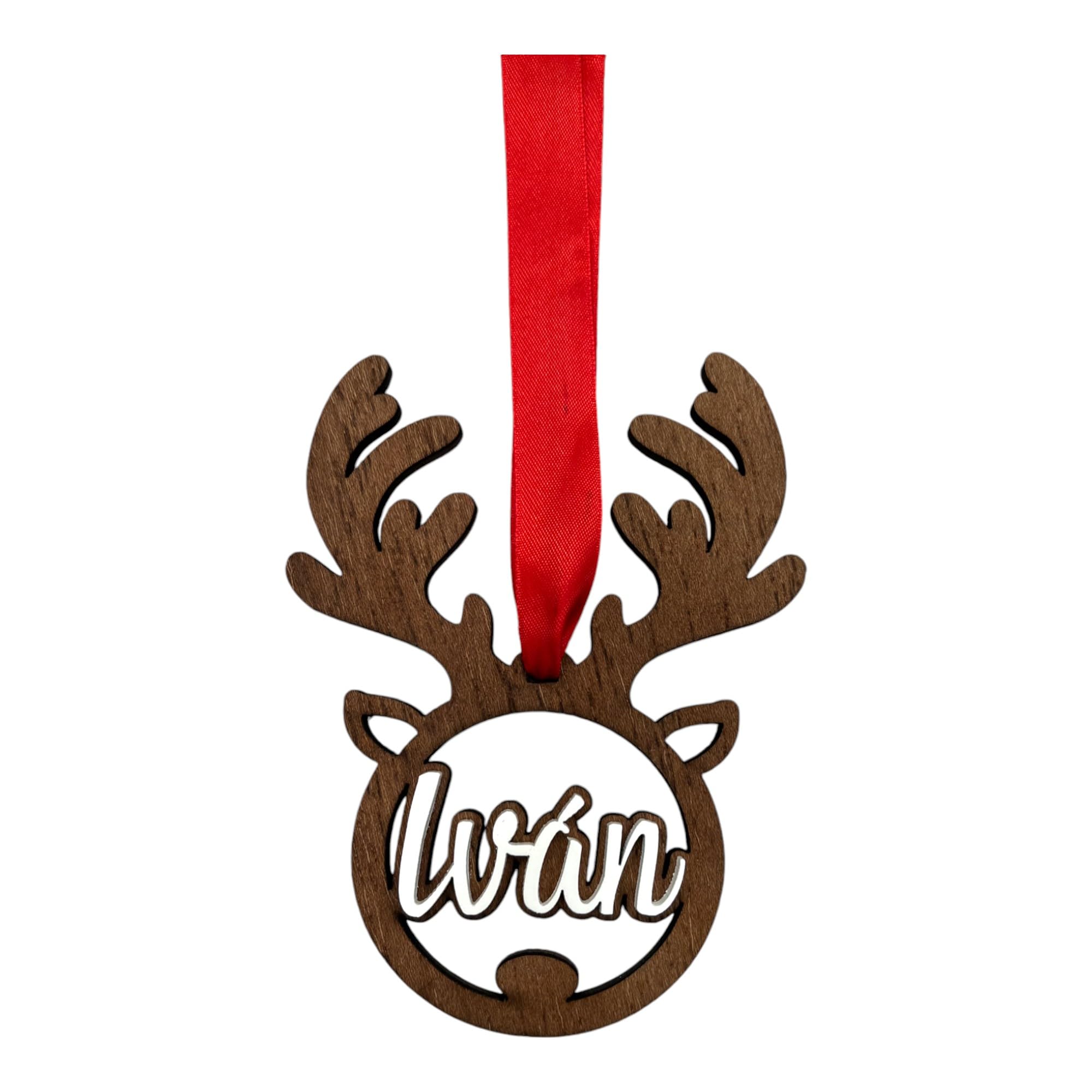 JR Maderas Bolas de Navidad Madera Personalizada con Nombre en Blanco - Adornos Navideños - Decoración para el Arbol de Navidad - Esfera Grabada en Madera de Máxima Calidad con Cuerda Incluida.