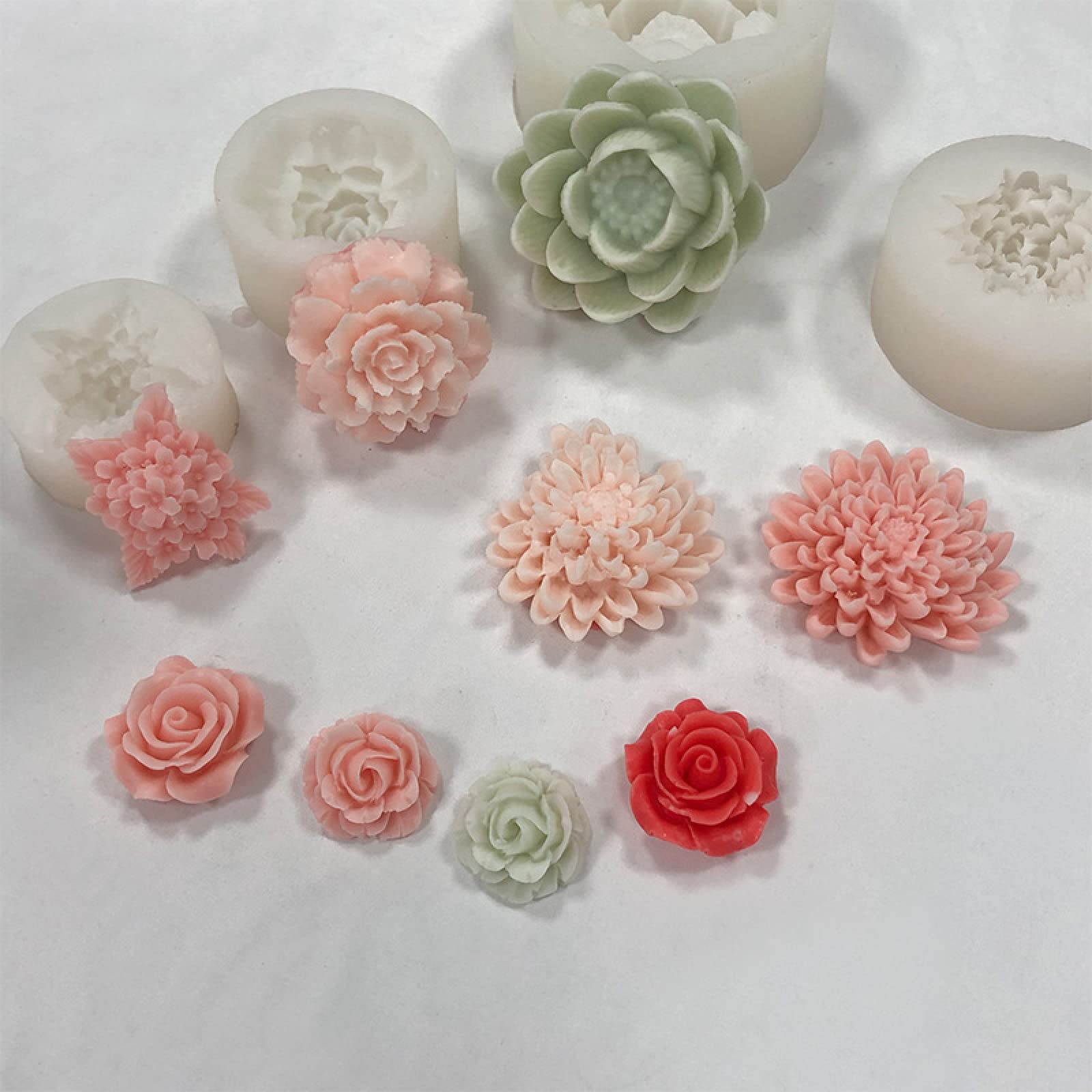 Silikon-Kerzenformen Rose & Blumen | 6 Stück | Lebensmittelecht & Hitzebeständig Bis 200°C
