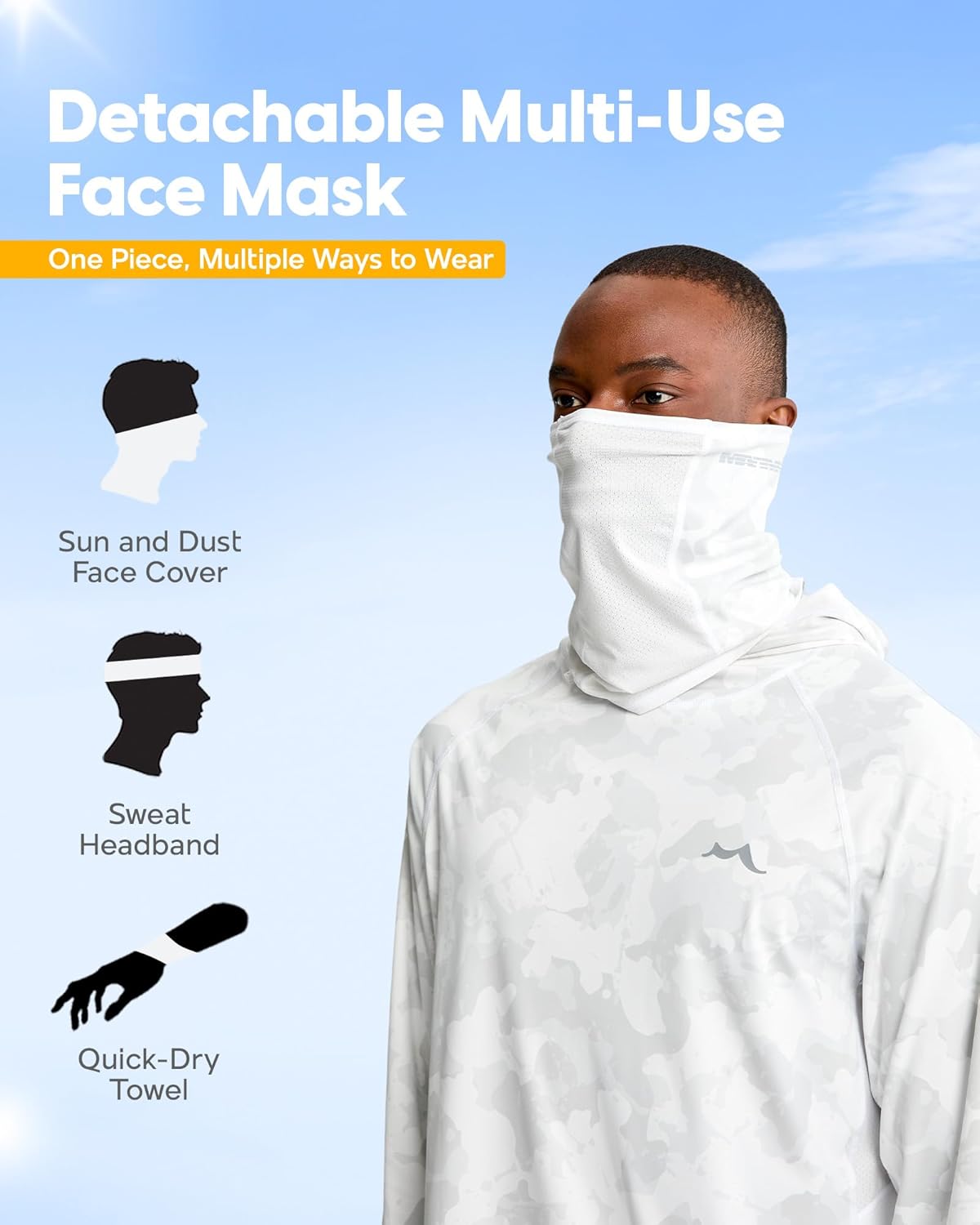 maamgic Men’s UPF 50+ Fishing Shirt Sun Hoodie with Detachable Face Mask, Long Sleeve UV Rash Guard - Image 5