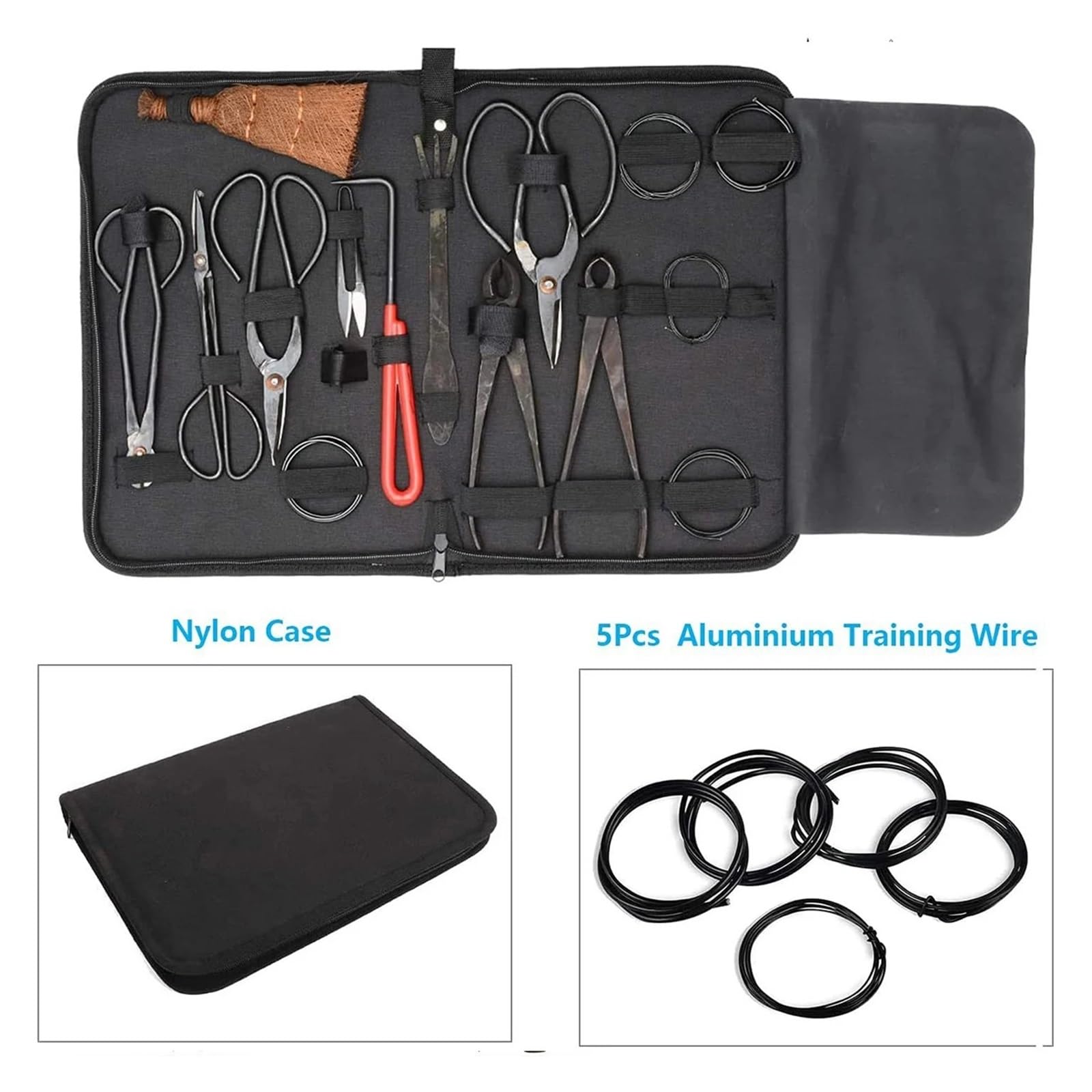 15-teiliges DIY-Beschneidungswerkzeug, Bonsai-Beschneidungswerkzeug-Set Aus Kohlenstoffstahl, Umfangreiches Cutter-Scheren-Set Mit Nylonetui For Die Hand Im Hausgarten Vielseitig Einfach Zu Bedienen
