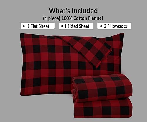 Miniatura 9 de Bliss Casa Juego de sábanas de franela de 4 piezas, 100% algodón, cálidas y extrasuaves, bolsillos profundos, transpirables, cómodas para todas las