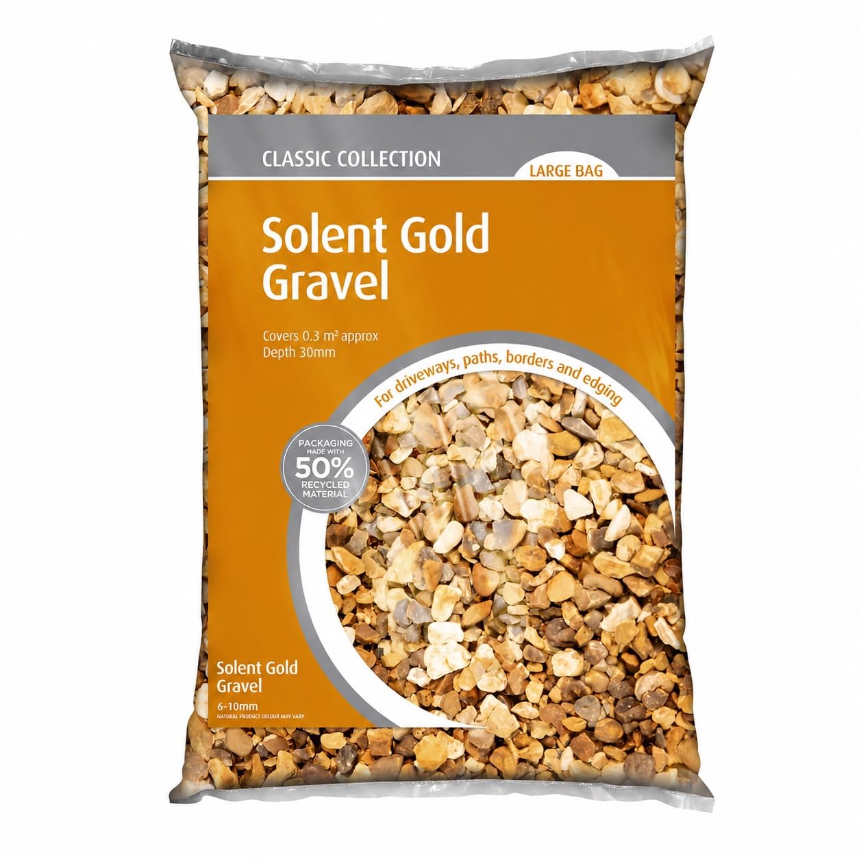 Decorative Gold Garden Gravel Pebbles 6-10mm, 19kg Large Bag, Decorative Landscaping Stones for Driveways, Paths, Borders, Plant Pots, Garden Edging & Water Features