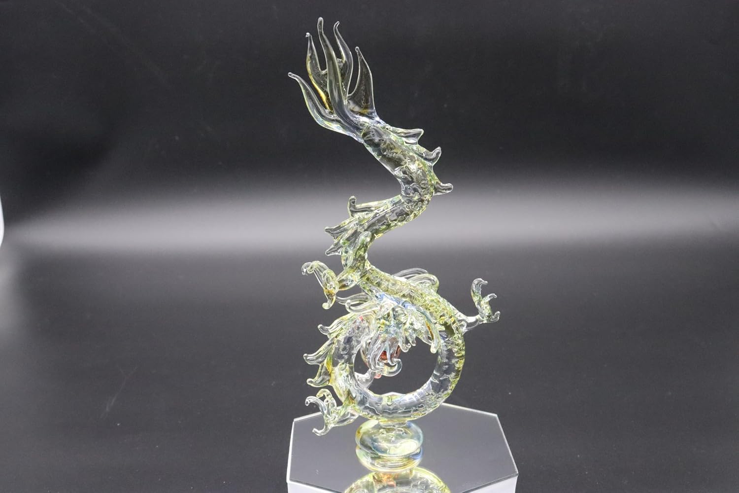 3色 ドラゴン 大(全長18ｃｍ) 6点 手作りガラス細工 風水 開運 縁起 昇り龍 【ダヌ】