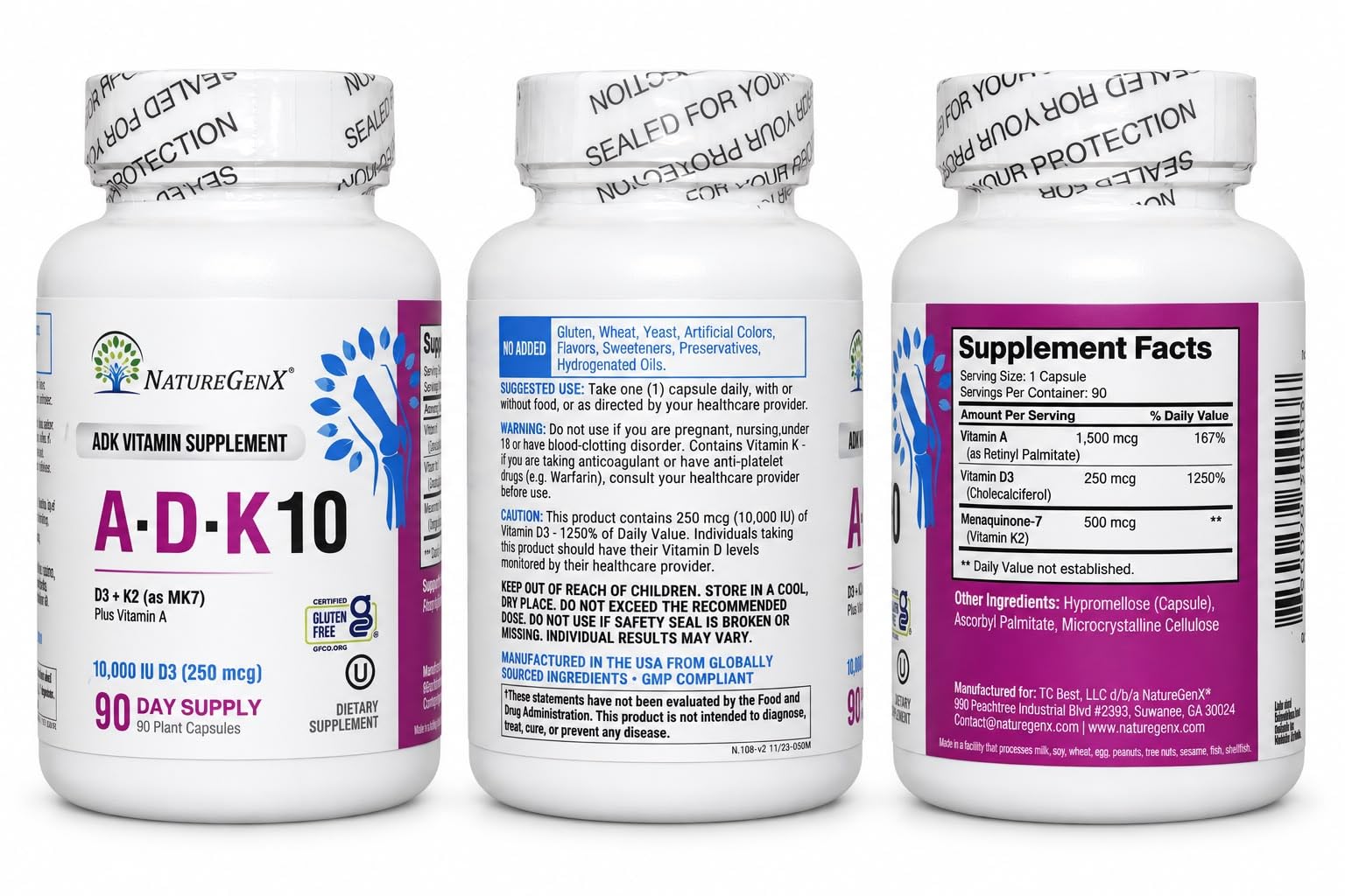 NatureGenX ADK10 Vitamin Supplement - Vitamin A, D3 250 mcg & K2 MK-7 — Amazon image 8
