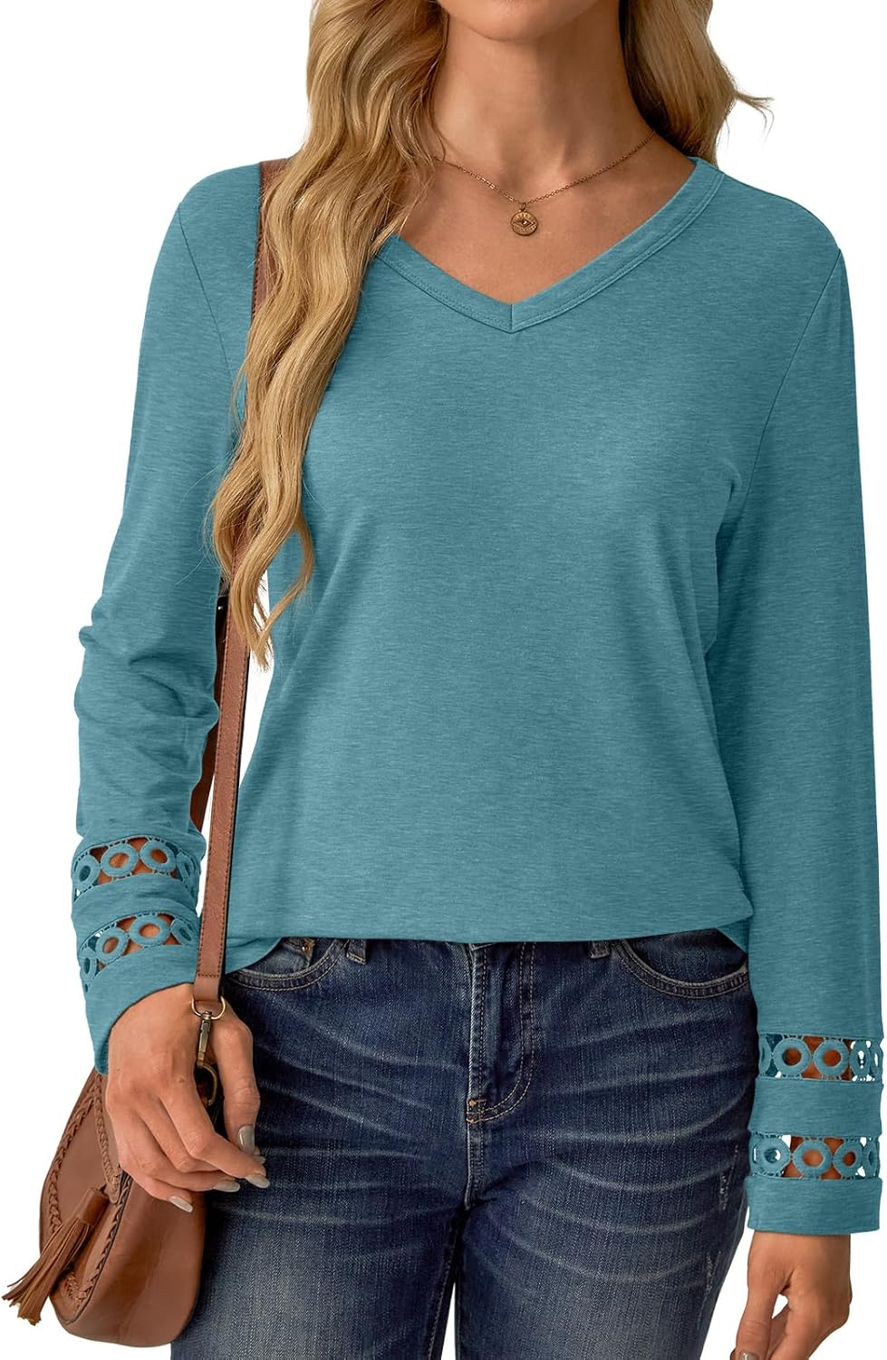 Women’s Long Sleeve V Neck Tunic Top Casual Dressy Blouse Business Loose Fit Trendy 2025 Fall Outfits - Image 4