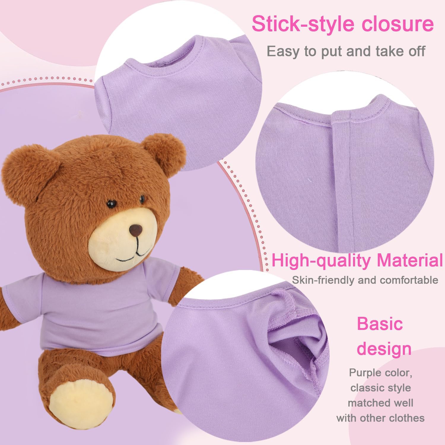 8-Pack Light Blue Blank T-Shirts for 17-18 Inch Bears | Thick DIY Stuffed Animal Canvas Clothes