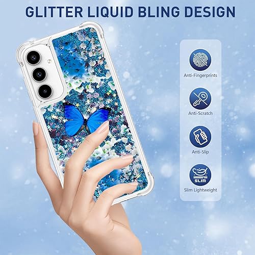 Miniatura 5 de CAIYUNL Funda para Samsung Galaxy A15 5G con protector de pantalla, para mujeres y niñas con purpurina líquida flotante linda funda de teléfono