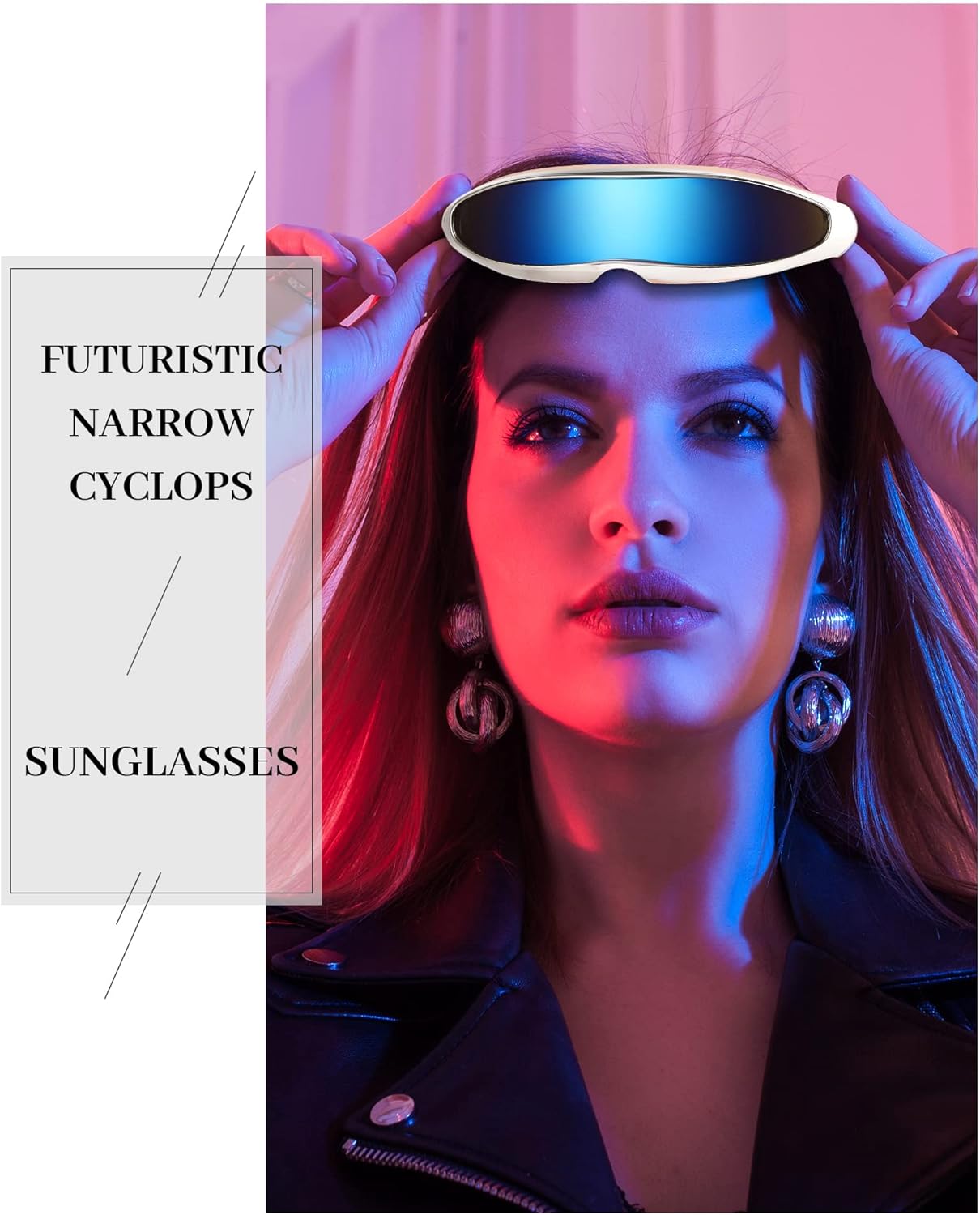 4 Pairs Futuristic Narrow Cyclops Sunglasses Robot Space Costume Color Mirrored Lens - Image 5
