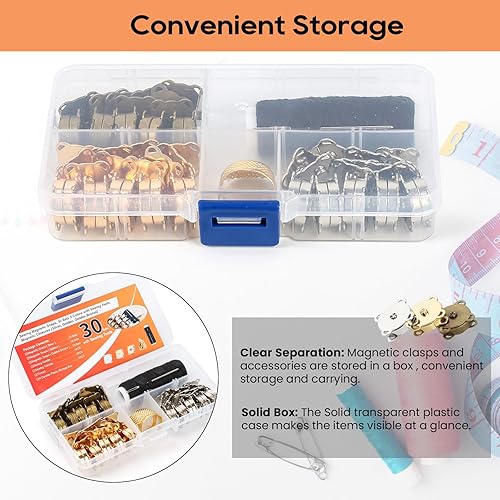 Miniatura 5 de 30 juegos de broches magnéticos con accesorios de costura (dedal de hilo de aguja) – Monederos magnéticos cierres de botones para coser