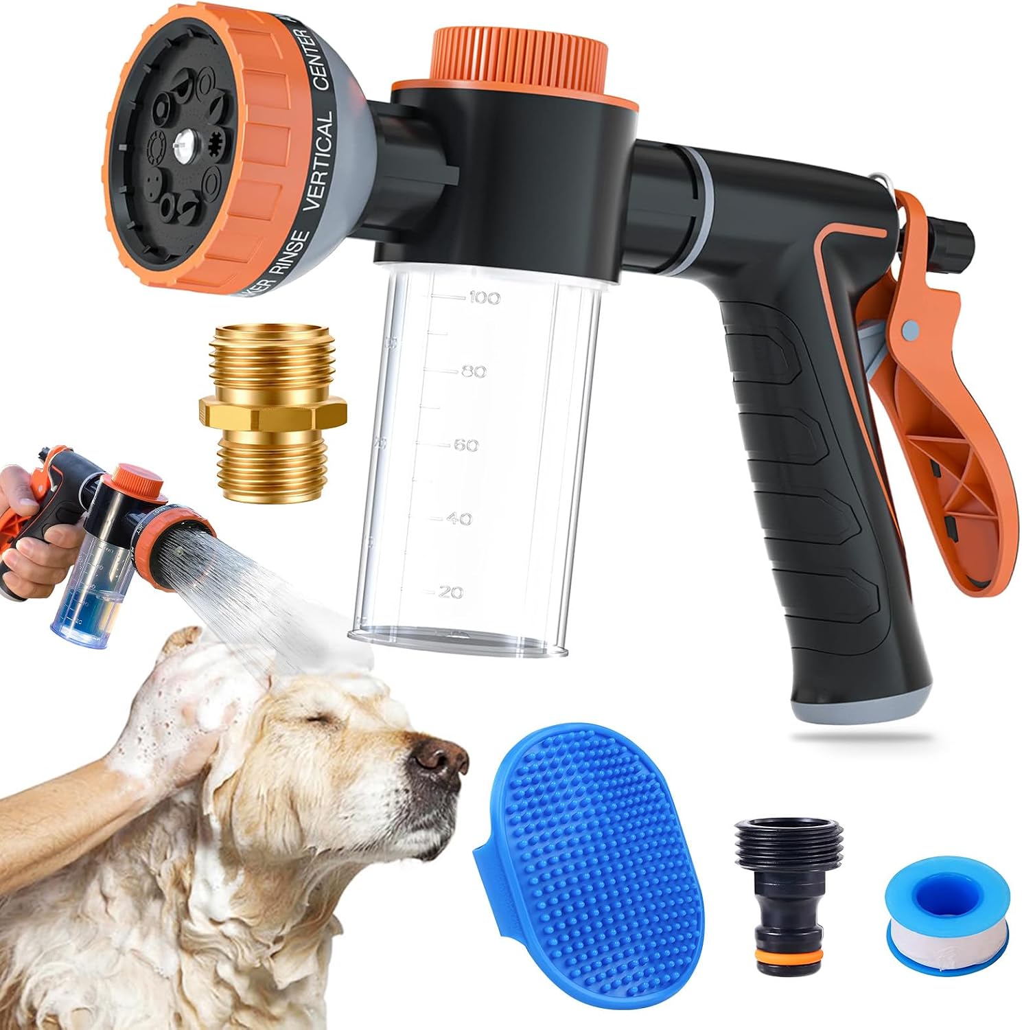 Dog Washing Hose Attachment, Upgrade Garden Hose Nozzle Soap Foam Sprayer
