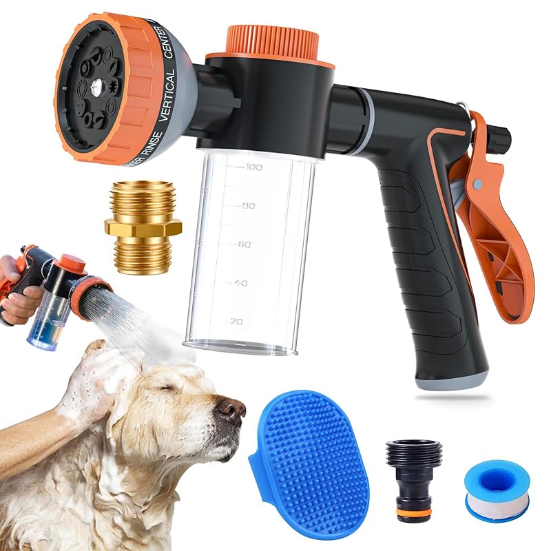 Mangueira para banho de cães com pulverizador, dispensador de sabão e 10 modos AYBBSHOW – 1 unidade