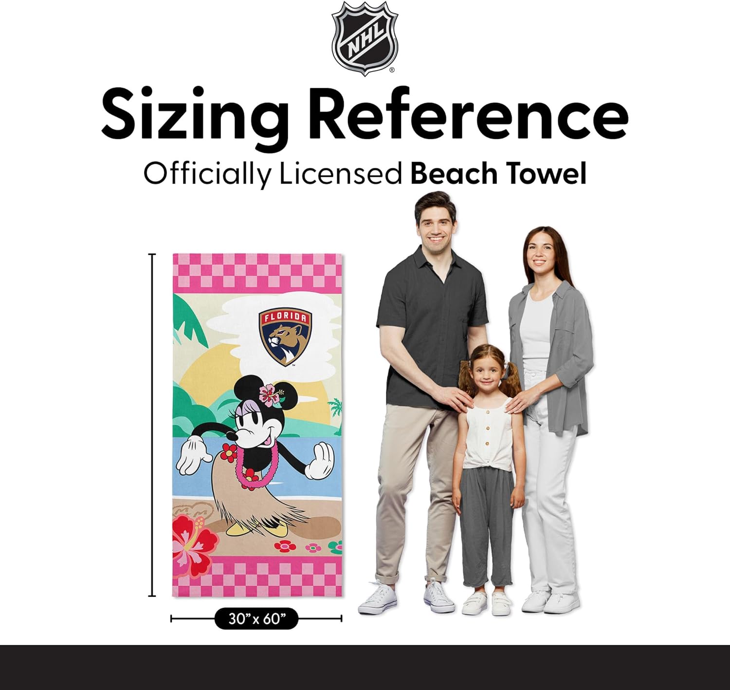 Northwest NHL Disney Microfiber Beach Towel, Lightweight Quick Dry Absorbent Bath Pool Swim Travel Gear, 30 x 60 Inches