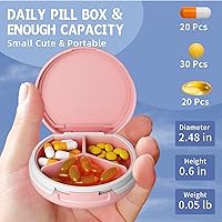 Vista 2 de Serfeymi - Pastillero pequeño con 3 compartimentos, pastillero portátil para bolso o bolsillo, estuche compacto y mini para viajes - Adecuado