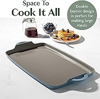 Vista 3 de Goodful All-in-One Double Burner Griddle, Ceramic Nonstick, Durable Cast Aluminum, Oven Safe and Dishwasher Safe, Made without PFAS, PFOA, PFOS &