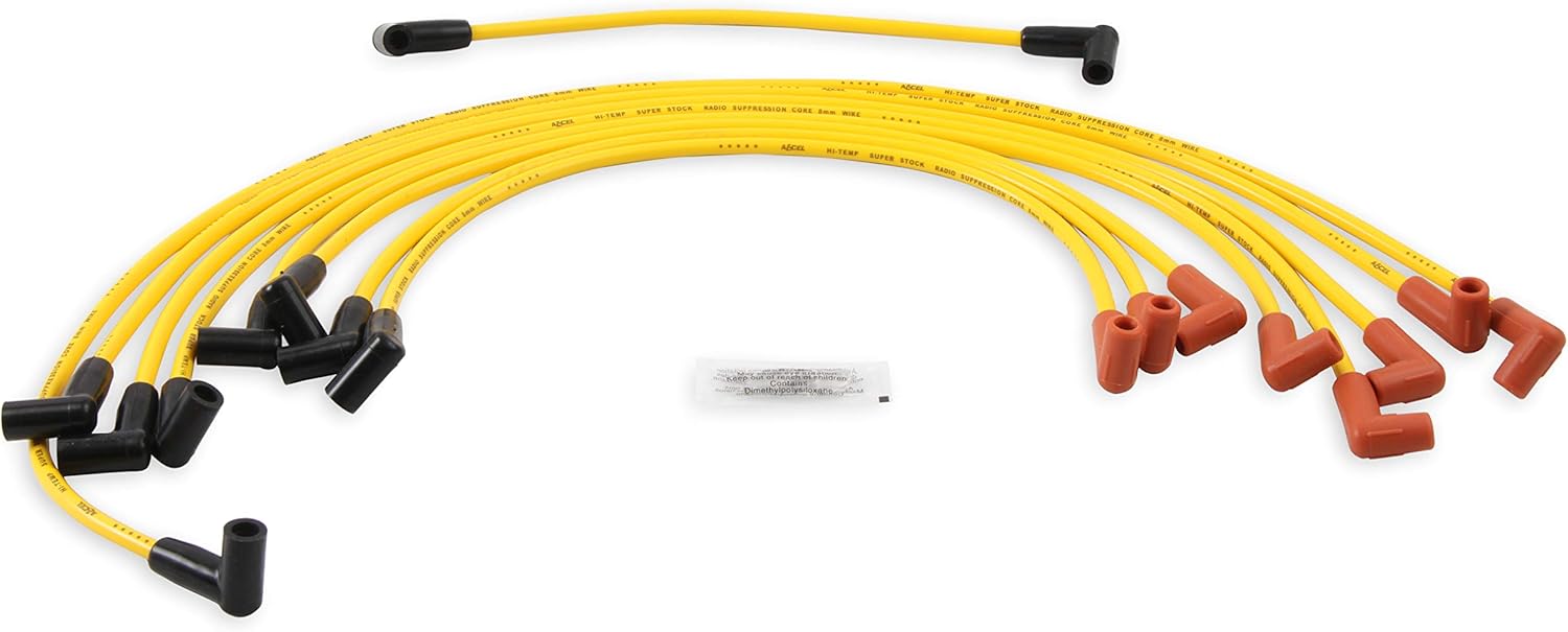 ACCEL 4048 Spark Plug Wire Set - 8mm - Yellow with HEI Stock Style Boots