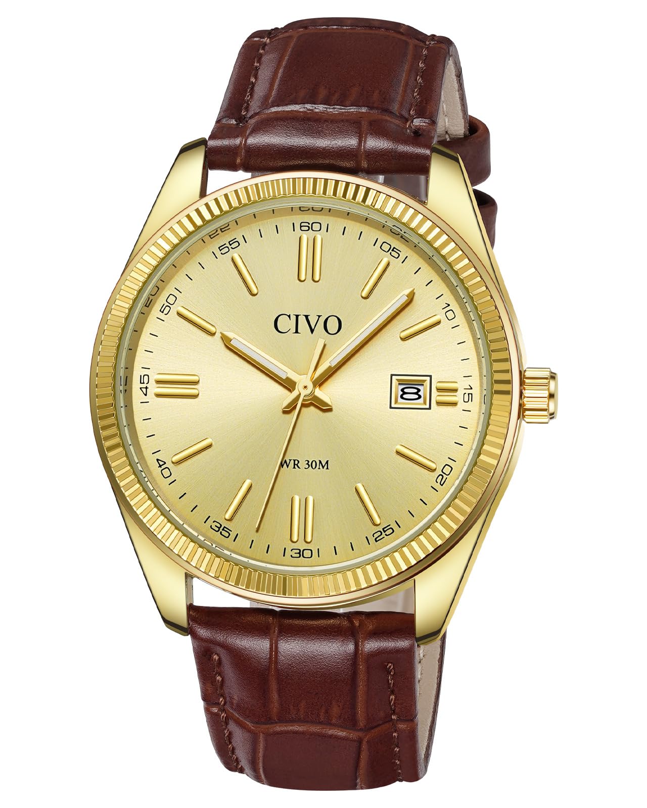 CIVO Analog Mens Watches Silver: Wrist Watches with Date Easy to Read