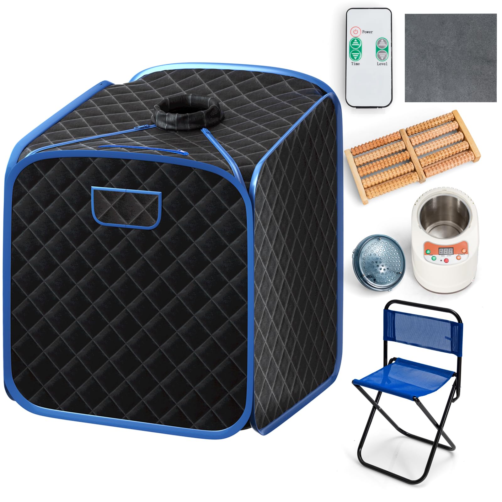 HOMASIS Mini Sauna De Vapor Portátil, Tienda de Sauna Plegable De Vapor 2 L, Sauna Para Hogar Con Control Remoto, Masajeador Móvil con 9 Grados De Temperatura Y Temporizador, 85x84x106cm (Negro)