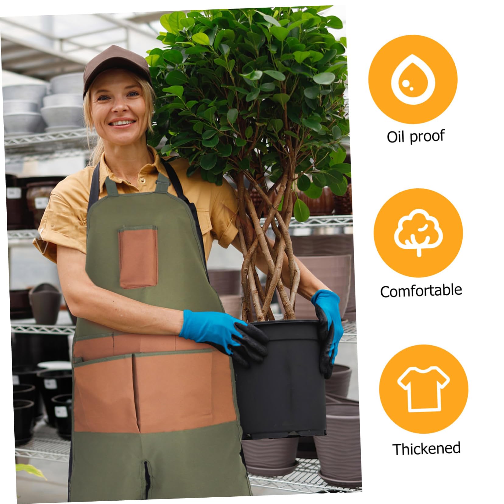 SOLUSTRE Delantal de Jardín Unisex de Tela Oxford con Múltiples Bolsillos, Protección Excelente contra Agua y Residuos, Adecuado para Pintura y Trabajo en Exteriores