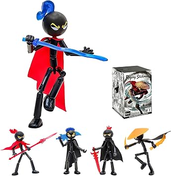 Raging Stickman Jianghu Series Blind Box Jointed Action Figure | Multi-Jointed Posable Random Design Action Figure Collectible Toy for Holiday Birthday & Kung Fu Fans Gifts, Single Box