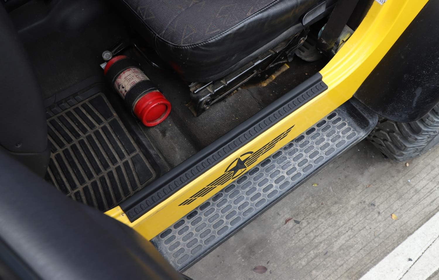 Rubber Door Sill Guards Compatible with Jeep Wrangler TJ 1997-2006 Door Entry Guard Full Coverage Interior Accessories Black Car Door Threshold Protection 2-Pack