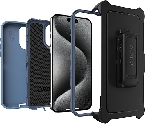 Miniatura 4 de OtterBox Funda para iPhone 15 Pro MAX (solamente) Defender Series - BEBÉ BLUE JEANS (azul), sin pantalla, resistente y duradero, con protección de