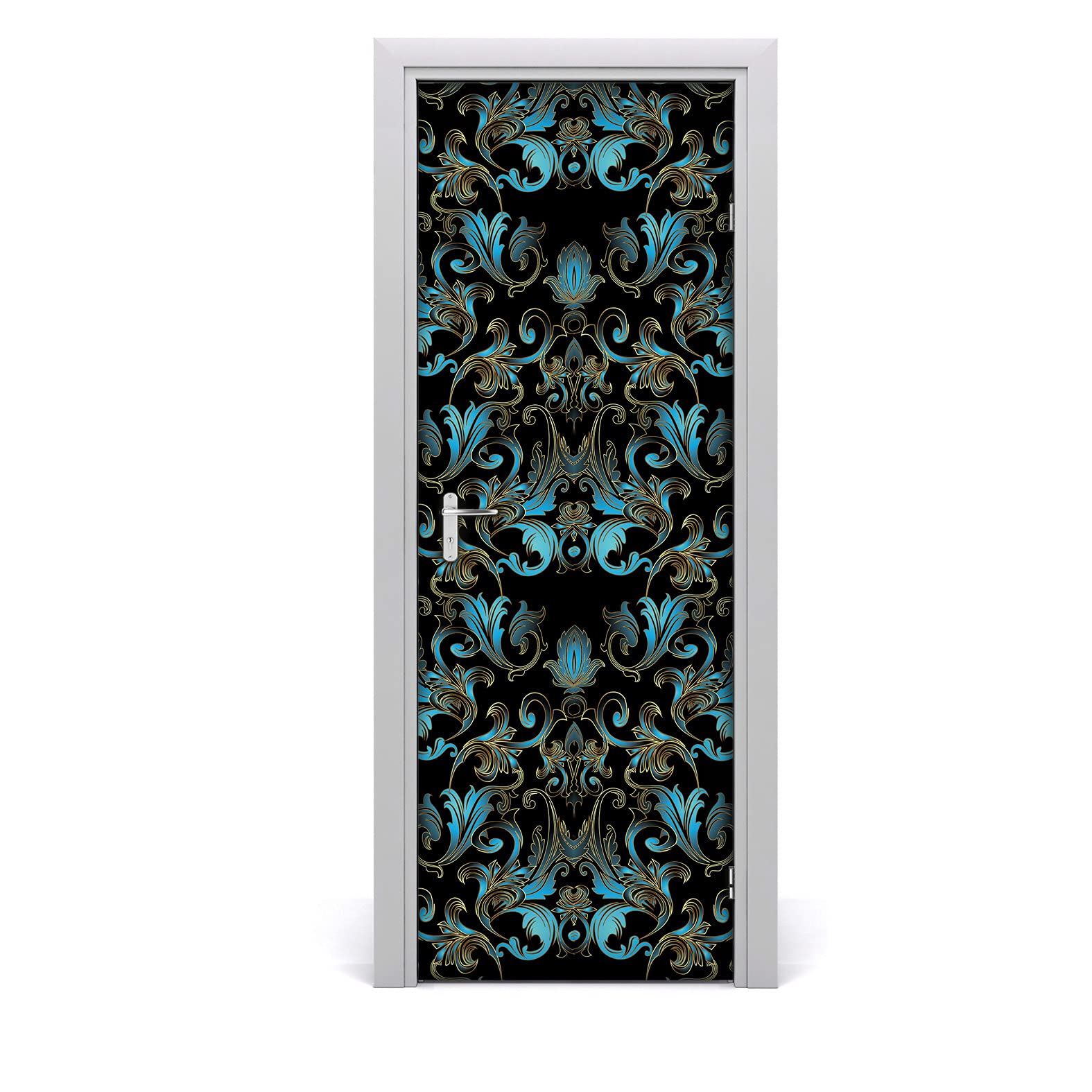 Mural Magic-Stick auto-adhésive Baroque Damask décoration de luxe pour porte