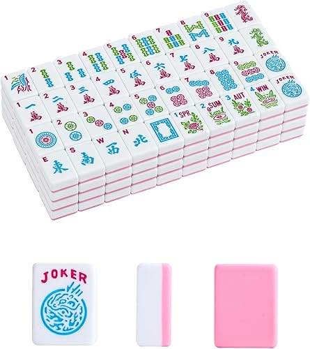 1.2”American Mahjong Tile Set, 166 Mahjong Game Set with Pink Color (Tiles Only, No Racks and Other Accessories)