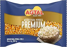 Milho para Pipoca Premium Agtal 400g – Alta Expansão, Menos Grãos Não Estourados, Pipoca Crocante e Leve