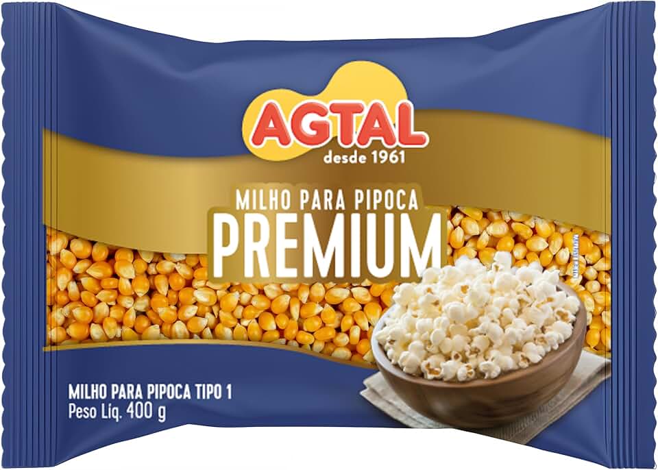 Milho para Pipoca Premium Agtal 400g – Alta Expansão, Menos Grãos Não Estourados, Pipoca Crocante e Leve