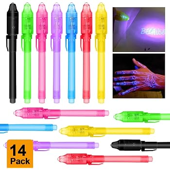 Lot De 2 Stylos Espion à Encre Invisible - Stylo UV Secret Pour Messages Codés Rouge Et Noir