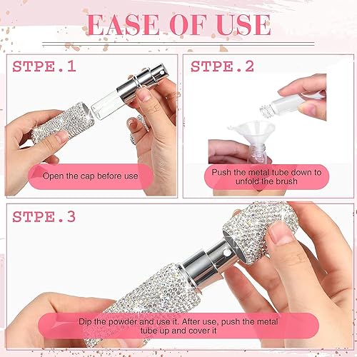 Miniatura 3 de Atomizador de perfume portátil para viajes, Bling Rhinestone 0.3 fl oz recargable mini botella de perfume de perfume fácil recargable a prueba de